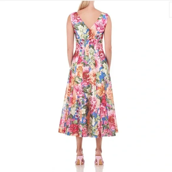 Kay Unger Multicolor Floral A-Line Dress - Picture 3 of 5